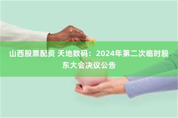 山西股票配资 天地数码：2024年第二次临时股东大会决议公告