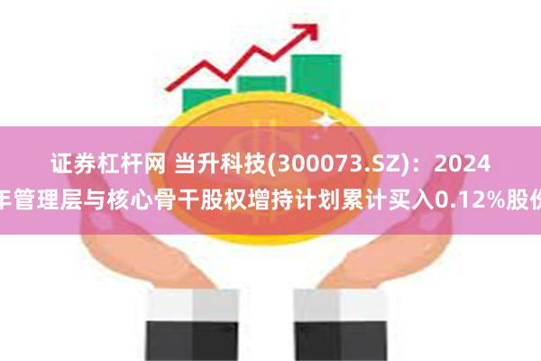 证券杠杆网 当升科技(300073.SZ)：2024年管理层与核心骨干股权增持计划累计买入0.12%股份